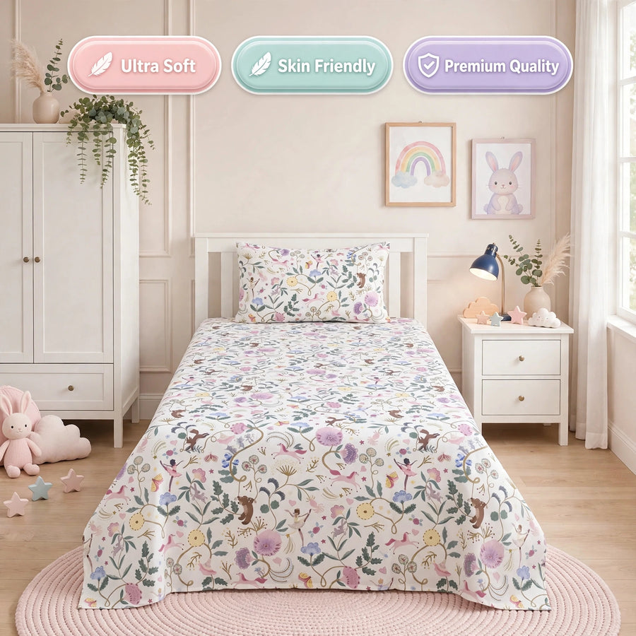 Floral Kids Percale Bedsheet