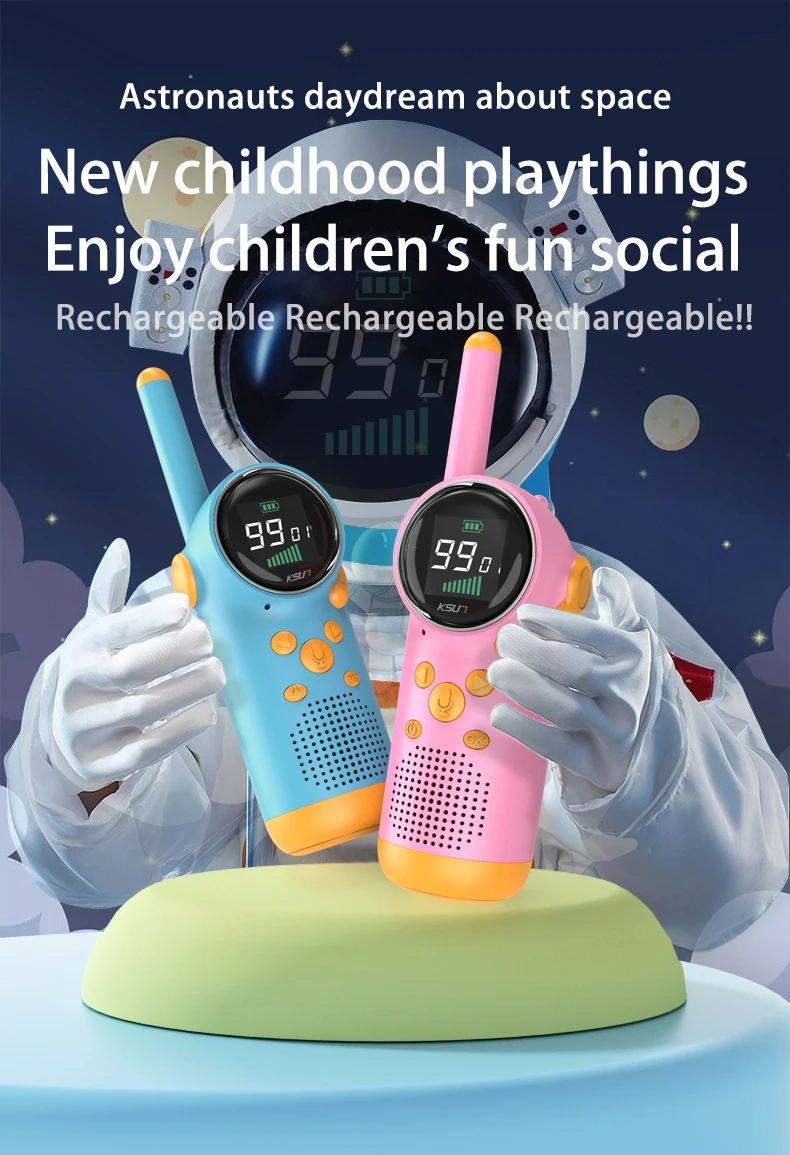 2 Pcs Long Range Kid Walkie Talkie