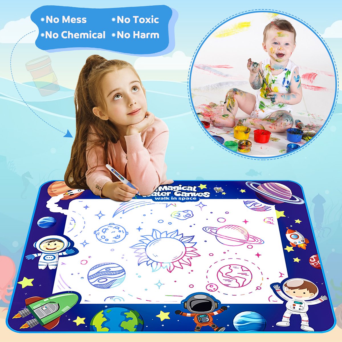 Cosmic World Water Mat With Different Painting Tool