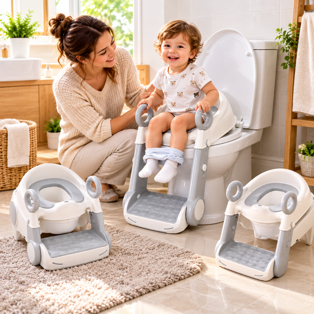 3-in-1 Multifunctional Baby Toilet Bowl with Ladder