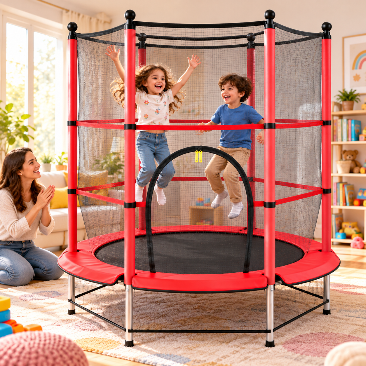4.5 x 6ft Indoor Trampoline with Safety Enclosure