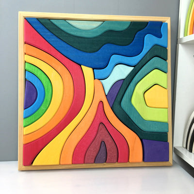 Rainbow Blocks  And Wooden Puzzle Toys For Kids