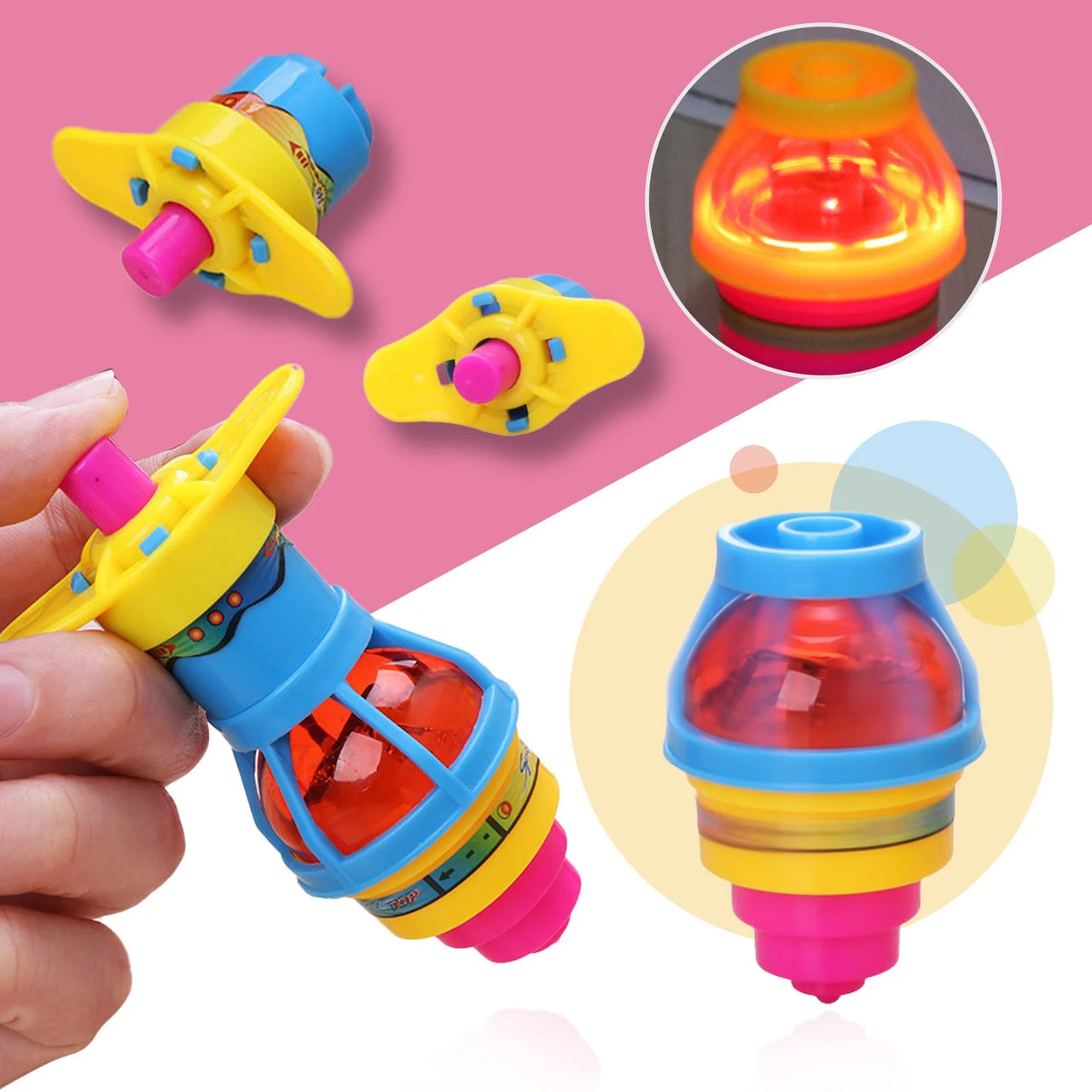 (2 Pcs) LED Glowing Top With Light And Sound