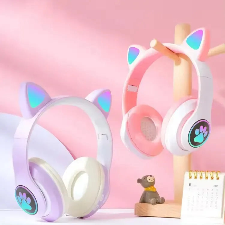 Foldable Bluetooth Cat Headphones With Light