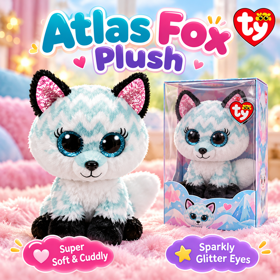 Ty Beanie Boos Atlas the Aqua Fox Plush