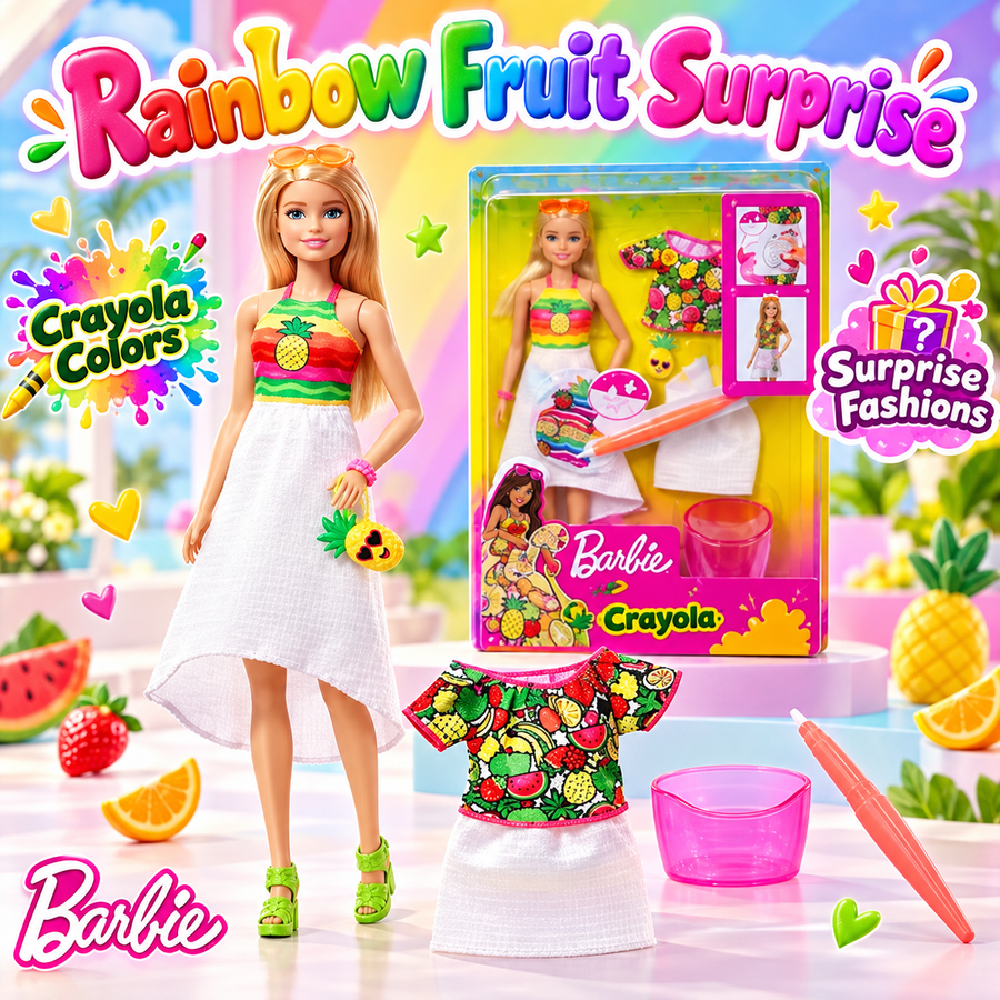 Barbie-Crayola Rainbow Fruit Surprise Doll