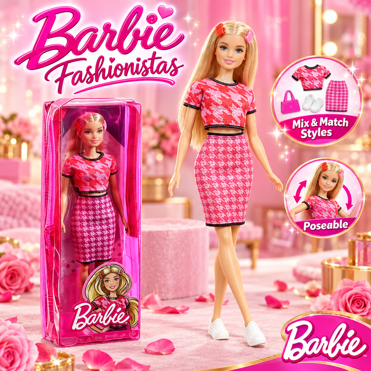 Barbie Fashionistas Doll Houndstooth Set by Mattel