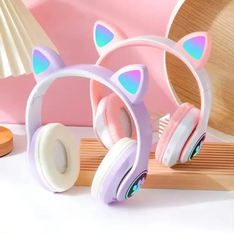 Foldable Bluetooth Cat Headphones With Light
