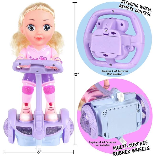 Remote Control Barbie Doll Scooter Toy Electric Riding Girl Doll with Flashing Lights