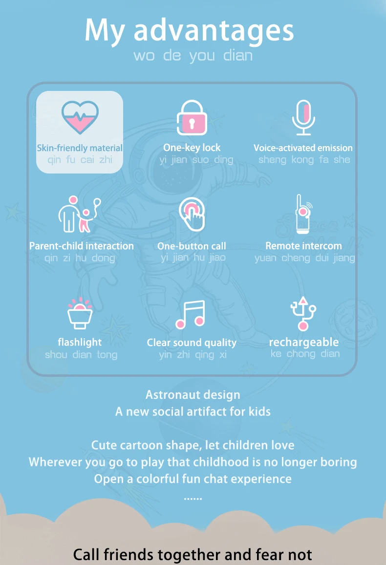 2 Pcs Long Range Kid Walkie Talkie