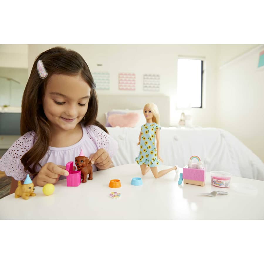 Barbie Doll And Puppy Party Playset With Puppies