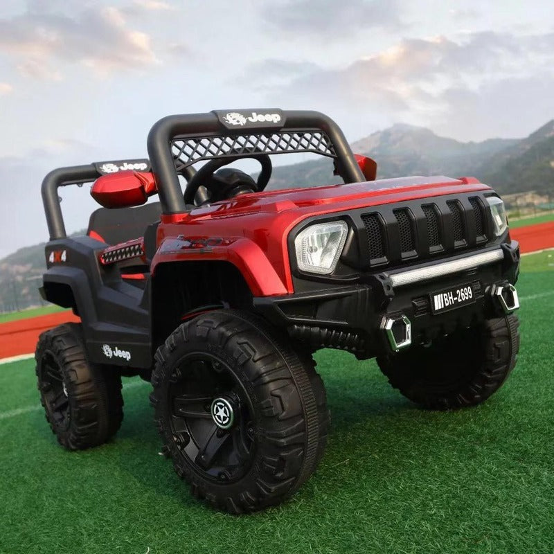 Rechargeable 12V Electric Ride-On Jeep with Leather Seat for Kids