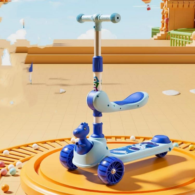 2 in 1 Unicorn Manual Scooty and Cycle with Light