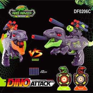 Dino Attack Toy Gun Set  With  Dinosaur Blasters And Soft Bullet