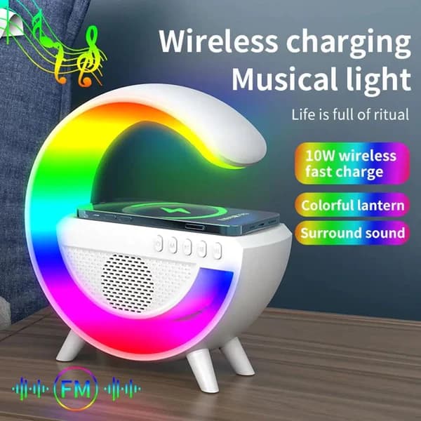 LED Light Lamp And Speaker With Wireless Mobile Charging