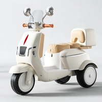 Thumbnail for Vespa Style Kids Electric Ride On Scooter with Double Seat – White