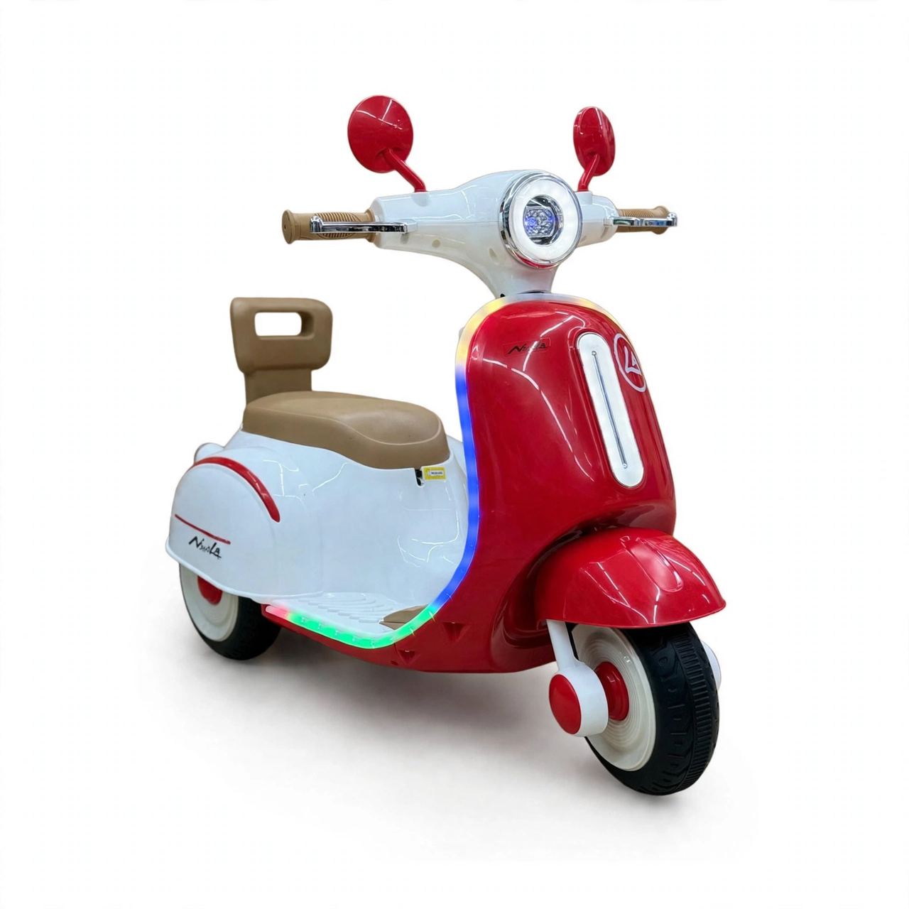 Vespa Style Kids Electric Ride On Scooter – Red & White