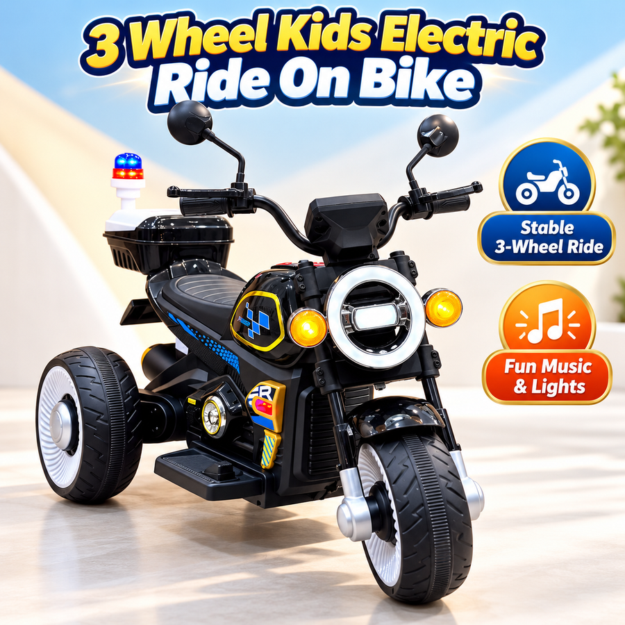 3 Wheel Kids Electric Ride On Bike with Double Battery