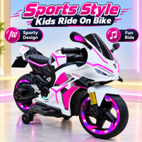Thumbnail for Sports Style Kids Electric Ride On Bike – White & Pink