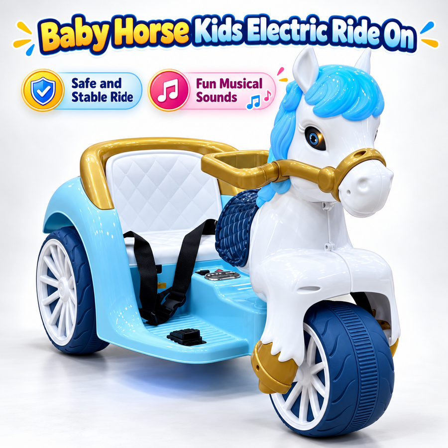 Baby Horse Kids Electric Ride On with Music & Lights