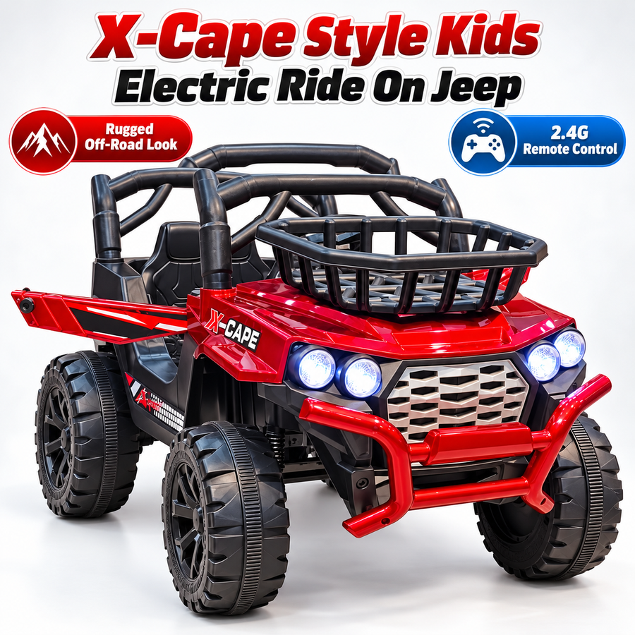 X-Cape Style Kids Electric Ride On Jeep – Red