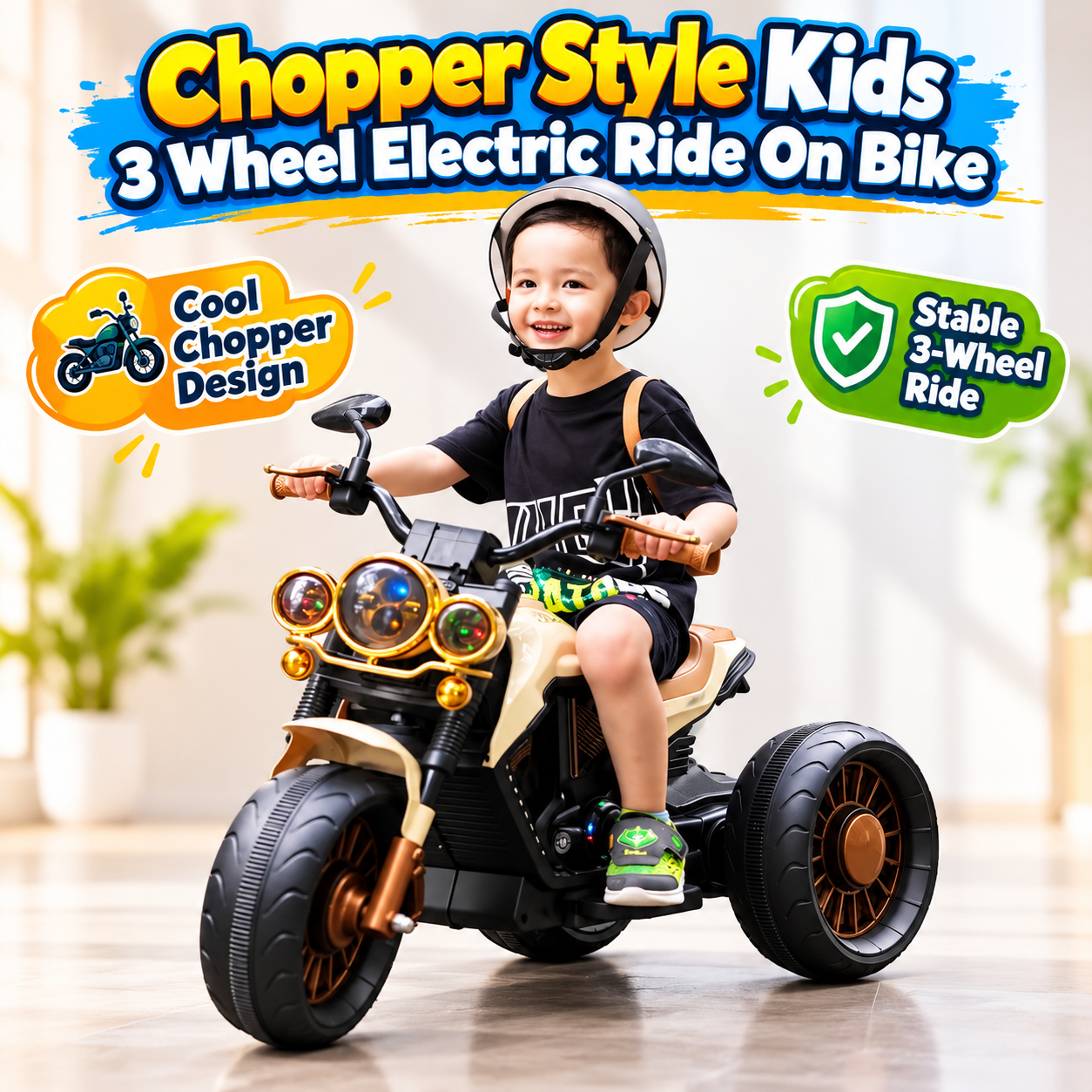 Chopper Style Kids 3 Wheel Electric Ride On Bike