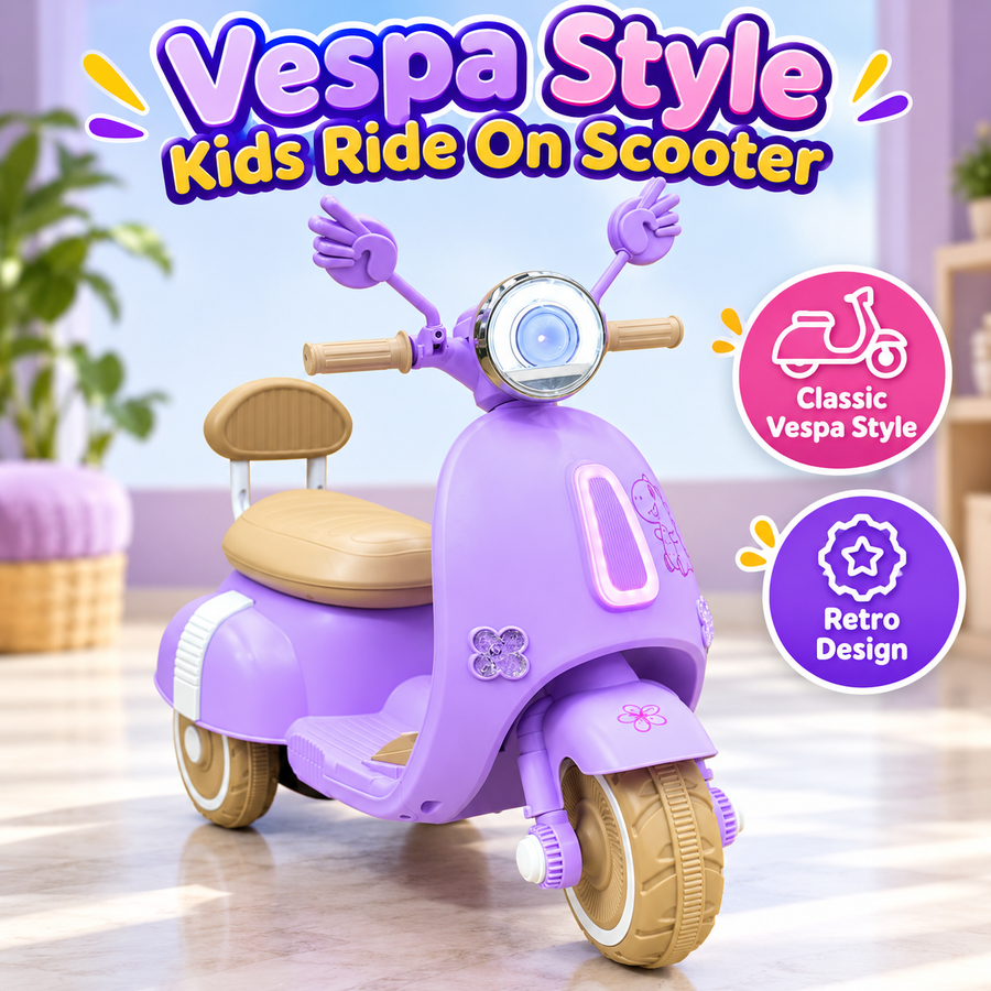 Vespa Style Kids Electric Ride On Scooter – Purple