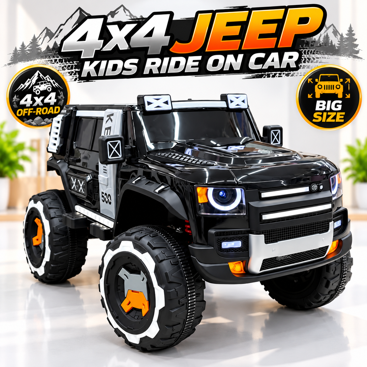 4x4 Jeep Kids Electric Ride On Car – Black