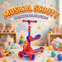 Thumbnail for Musical 3-wheel kids scooty with seat, lights and music