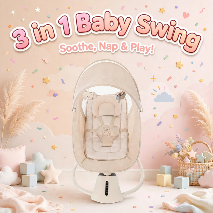 Mastela 3-in-1 electric baby swing in cream