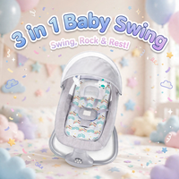 Thumbnail for Mastela 3-in-1 electric baby swing in grey with cloud print