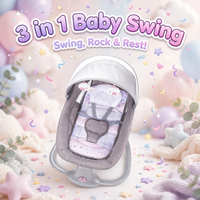 Thumbnail for Mastela 3-in-1 electric baby swing in grey with star print
