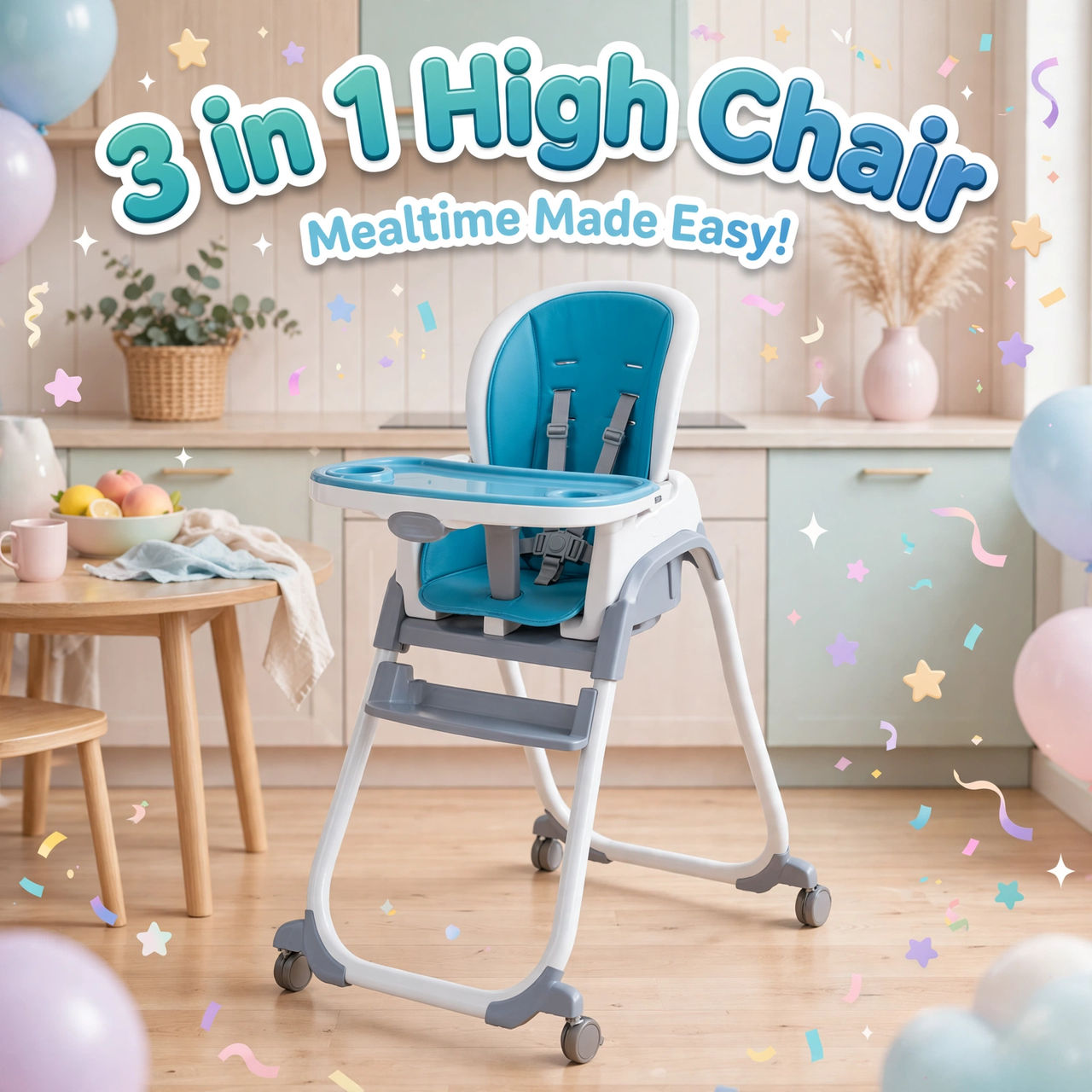 Ingenuity SmartClean Trio 3-in-1 high chair in blue