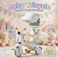 Thumbnail for Baby Tricycle with Canopy and Parent Push Handle