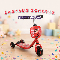 Thumbnail for Ladybug three-wheel kids scooter - red