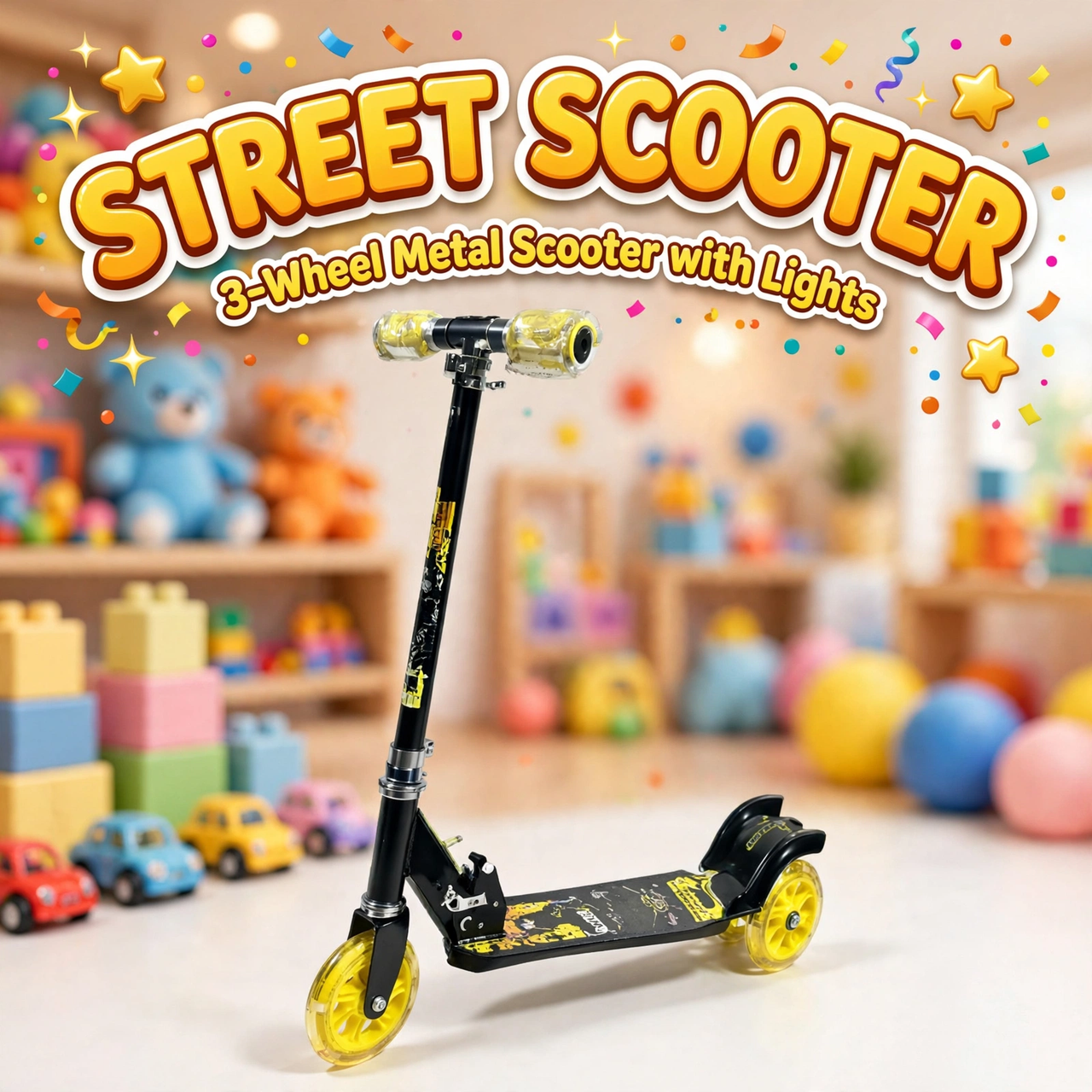 Batman Street 3-wheel metal scooter with lights