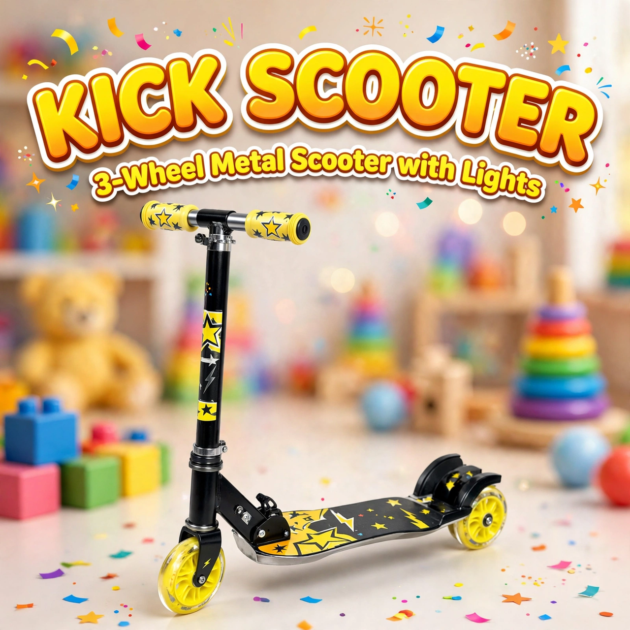 Batman metal 3-wheel scooter with yellow light-up wheels