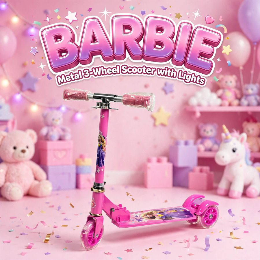 Barbie Metal 3-Wheel Scooter with Lights