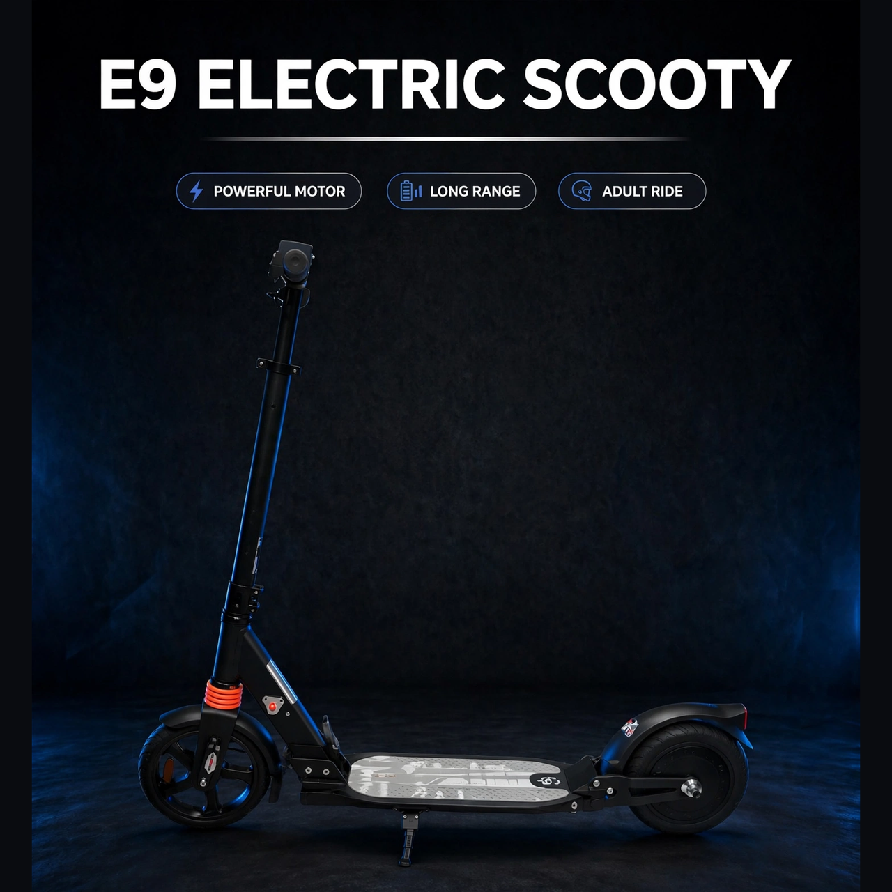 Electric scooty for adults, fat-tire e-scooter in black