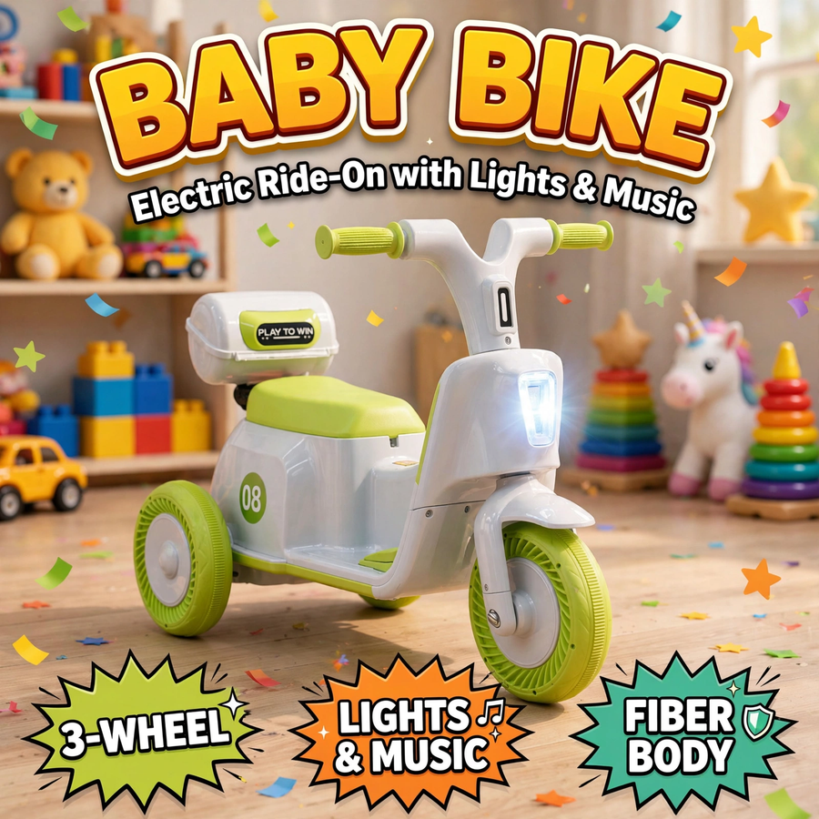 Baby Bike 3-Wheel Electric Ride-On with Lights & Music