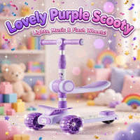 Lovely Purple 3-Wheel Kids Scooty with Seat, Lights & Music