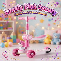 Thumbnail for Lovely Pink 3-Wheel Kids Scooty with seat, lights and music