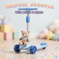 Thumbnail for Musical three-wheel kids scooty with lights - blue