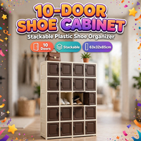 Thumbnail for BZ 10-Door Stackable Plastic Shoe Cabinet 63x32x85cm