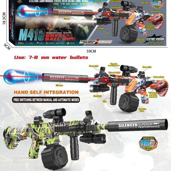 M416 Gel Blaster Gun with Laser &amp; Flash Light