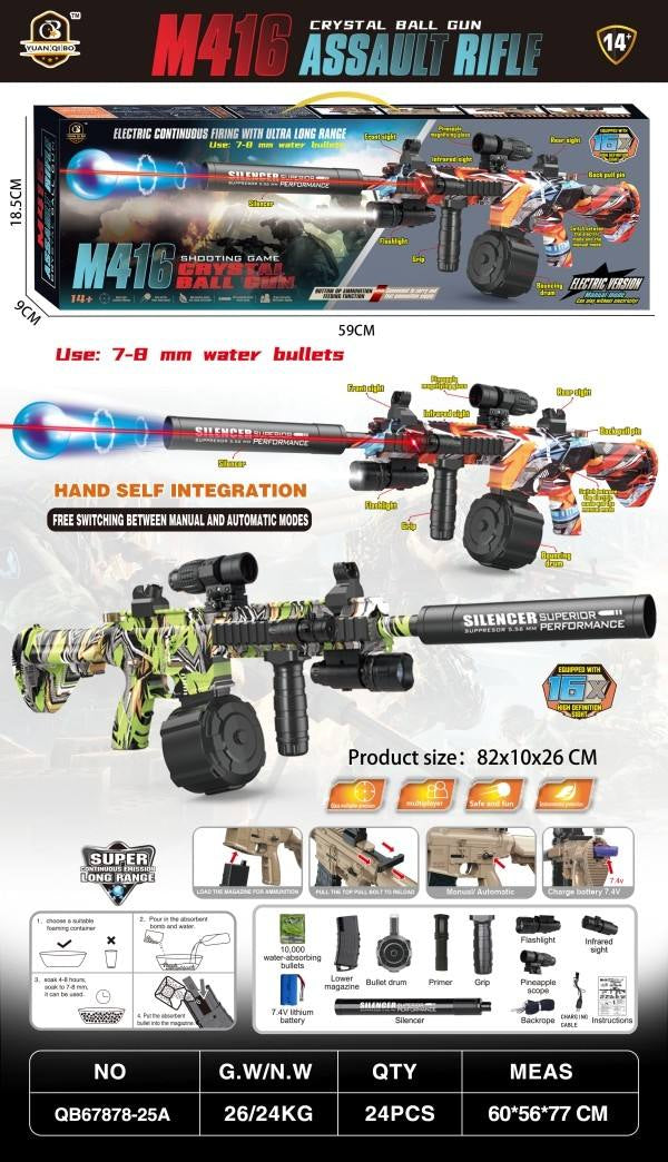 M416 Gel Blaster Gun with Laser &amp; Flash Light