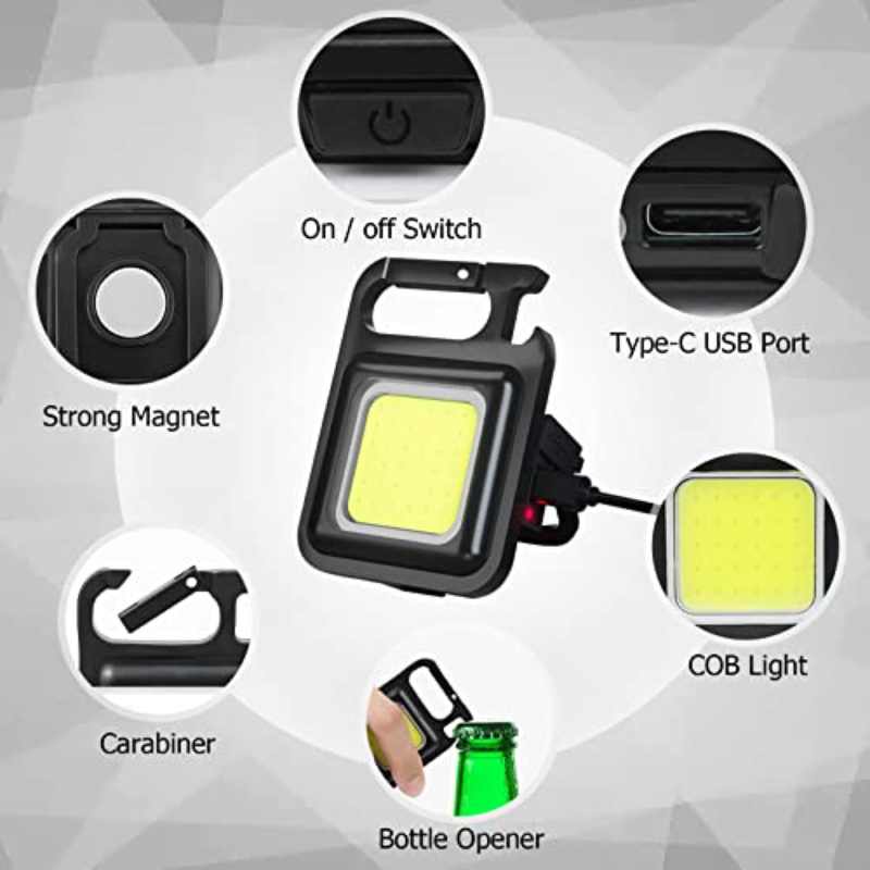 COB Rechargeable Keychain Mini Flashlight