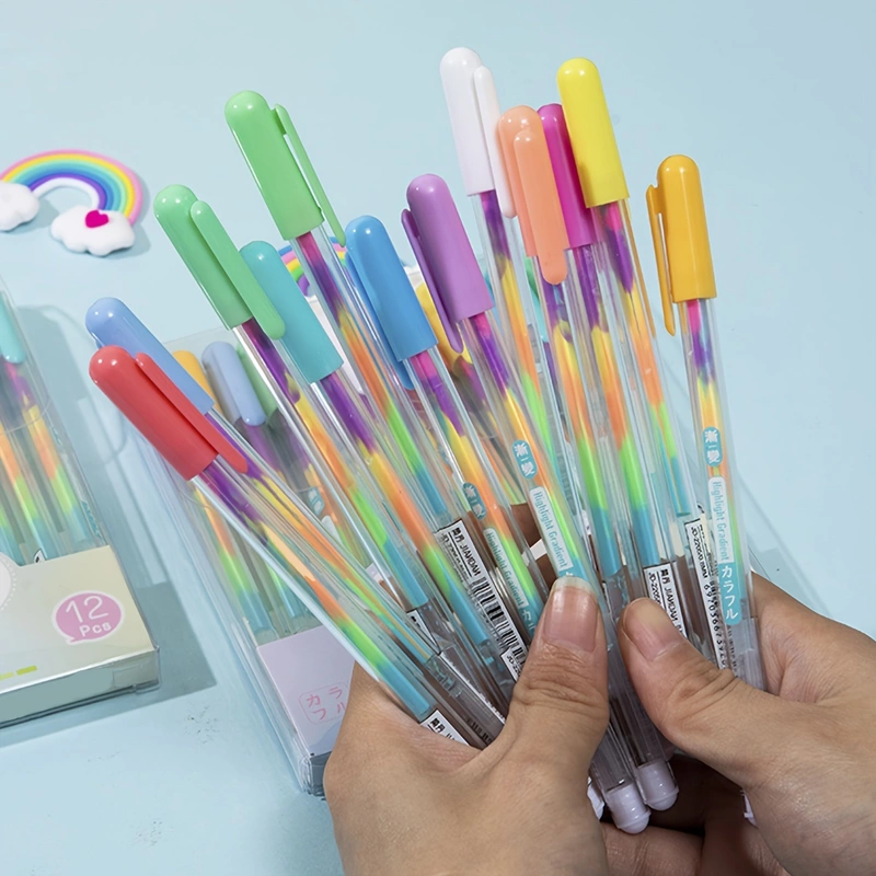 6pcs/pack Rainbow Gradient Fluorescent Pen