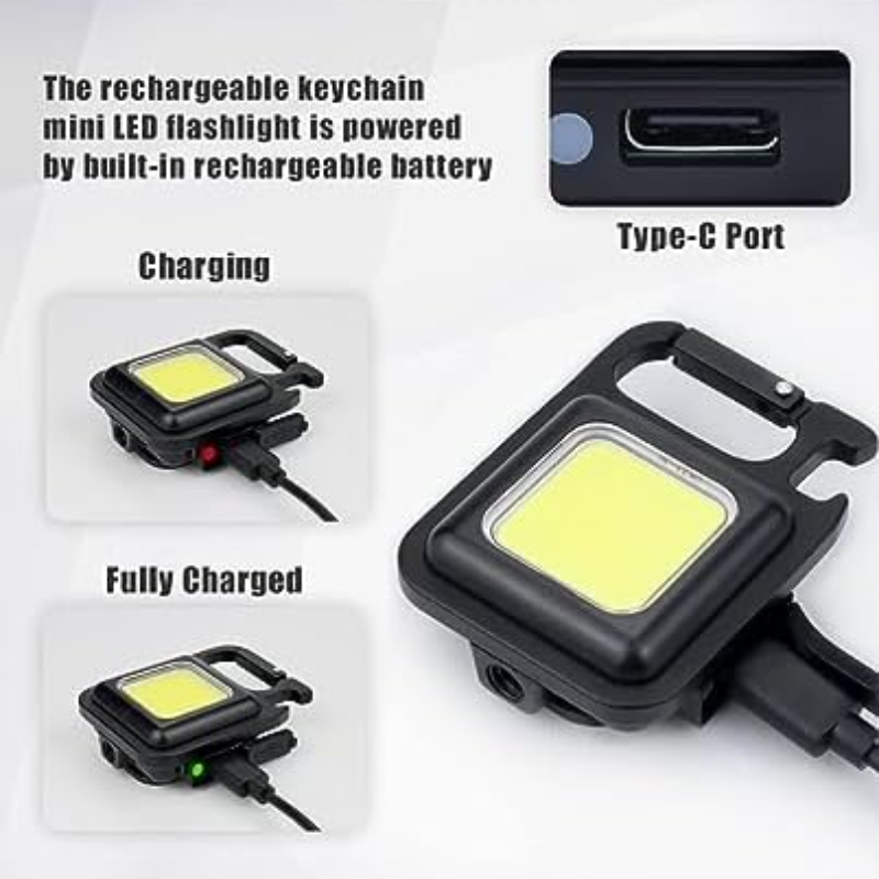 COB Rechargeable Keychain Mini Flashlight
