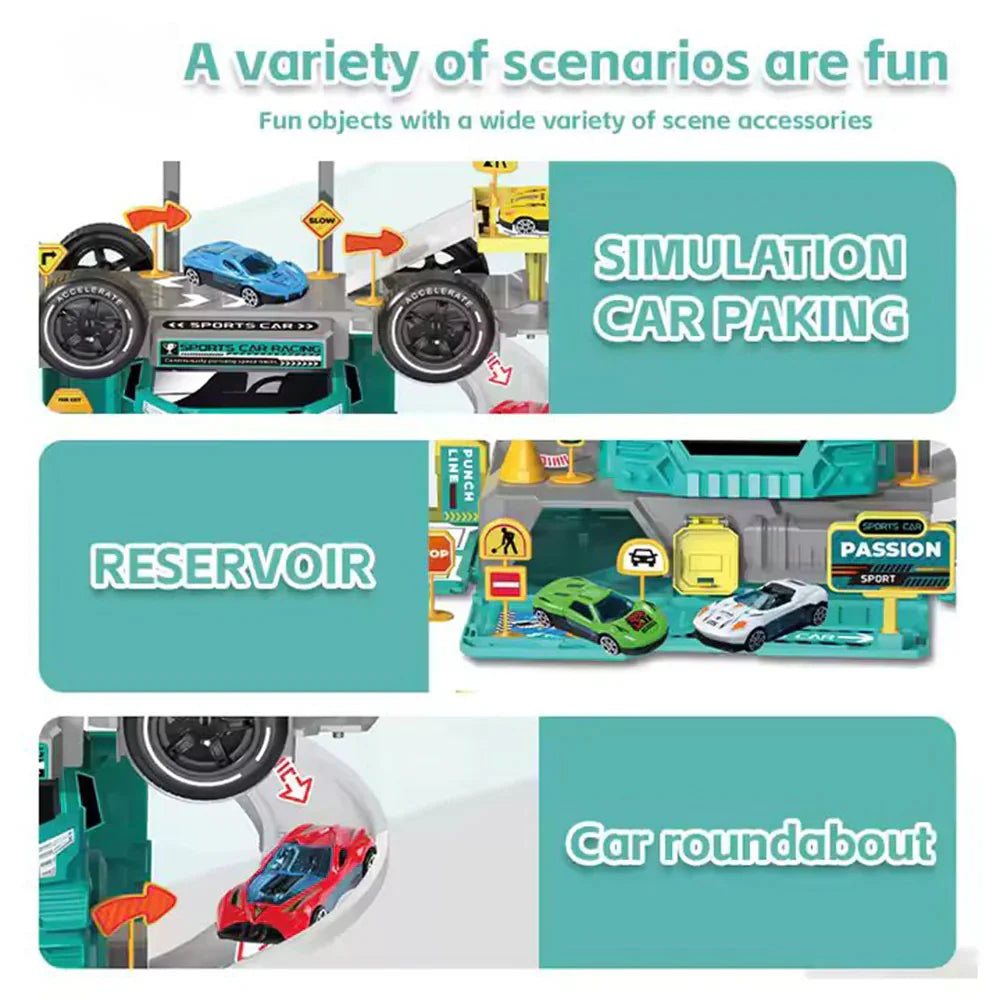 2 in 1 DIY Speed passion Alloy Parking Lot